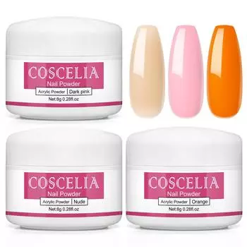 COSCELIA 8 г/шт. акриловая пудра для наращивания ногтей натуральный сухой кристаллический порошок для накладных ногтей 3D резьба для наращивания ногтей