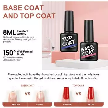 COSCELIA 8 мл Гель-лак для ногтей Праймер Базовое покрытие Верхнее покрытие Гибридный лак Полуперманентный гель-лак для отмачивания Верхнее покрытие Стойкий яркий маникюр