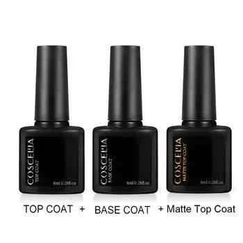 COSCELIA 8 мл Лак для ногтей Праймер Базовое покрытие Верхнее покрытие Матовое верхнее покрытие Soak Off Гель для ногтей Профессиональный УФ-светодиодный гель-лак Долговечный плотный защитный лак для ногтей