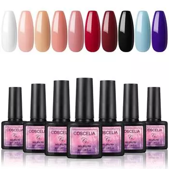 COSCELIA 8 мл Soak Off УФ-гель 10 цветов гель-лак для ногтей набор для рисования ногтей лак чистый цвет гель-лак гель-лак для ногтей маникюрный набор