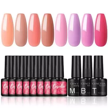 COSCELIA 8 шт. 7 мл Гель-лак для ногтей Цветной УФ-гель Soak Off Лак для дизайна ногтей с матовым верхним базовым слоем для рождественского маникюрного набора Нужна лампа для сушки ногтей