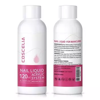 COSCELIA Акриловая жидкость для наращивания ногтей 60 мл или 120 мл на выбор Кристальная жидкость для накладных ногтей Быстрое наращивание ногтей Инструмент для дизайна ногтей Набор накладных кончиков ногтей