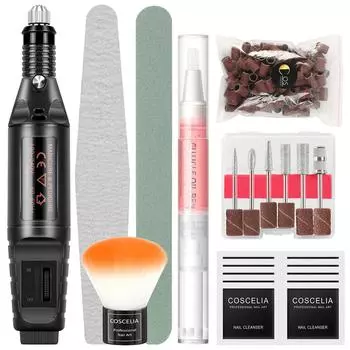 COSCELIA электрическая дрель для ногтей, профессиональная 100 шт., шлифовальные ленты для дизайна ногтей, фреза для педикюра для ногтей, набор для снятия гель-лака