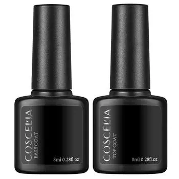 COSCELIA Базовое покрытие и комплект верхнего покрытия без протирки Гель-лак для ногтей Soak Off Гель-лак для ногтей Soak Off УФ-гель-лак для ногтей Гель-лак-праймер Прочное и блестящее верхнее покрытие