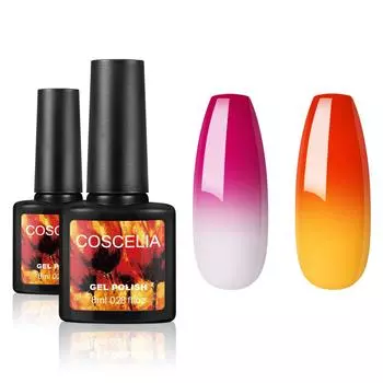 COSCELIA Гель-лак для изменения цвета, меняющий температуру, лак для ногтей, полуперманентный замачиваемый УФ-светодиодный гель-лак, набор гелей для изменения цвета с температурой
