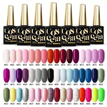 COSCELIA Гель-лак для ногтей 10 мл Чистый цветной гель для замачивания УФ-гель для дизайна ногтей Лак и верхнее покрытие Базовое покрытие для дизайна ногтей Набор для рисования ногтей DIY Kit