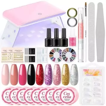 COSCELIA Гель-лак для ногтей 18 Вт УФ-светодиодная лампа для ногтей Soak Off UV Gel 5 мл Гель-лак для рисования ногтей Лак для ногтей с верхним базовым слоем Инструменты для дизайна ногтей Маникюр