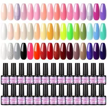 COSCELIA Гель-лак для ногтей 48 бутылочек 7 мл Полихроматические лаки-гели УФ-гель-лак для ногтей DIY Набор гелей для дизайна ногтей Длительный набор чистых гель-лаков для замачивания