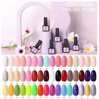 COSCELIA Гель-лак для ногтей 7 мл Soak Off UV LED Gel Полуперманентный лак Яркий карамельный цвет Украшение дизайна ногтей Инструмент для ногтей Набор для дизайна ногтей