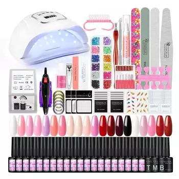 COSCELIA Гель-лак для ногтей, гель-лак для дизайна ногтей, 110 Вт, лампа для сушки ногтей, фреза для ногтей, маникюрные инструменты, базовый набор для дизайна ногтей «сделай сам»