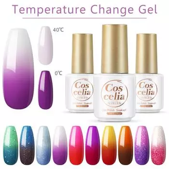 COSCELIA Гель-лак для ногтей, меняющий температуру, Гель-лак, меняющий цвет, Soak Off, УФ-светодиодный набор гель-лаков для маникюра, дизайн ногтей «сделай сам», домашний салон
