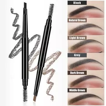 COSCELIA Карандаш для бровей Натуральная стойкая краска для бровей Водостойкий черный коричневый с расческой Кисть с двойной головкой Косметика Ультра тонкие брови