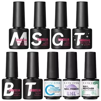 Coscelia Long-Lasting Top Coat Base Coat Gel Matte Top Coat with Nail Primer and Nail Prep Nail Remover for Nail Art Beginners