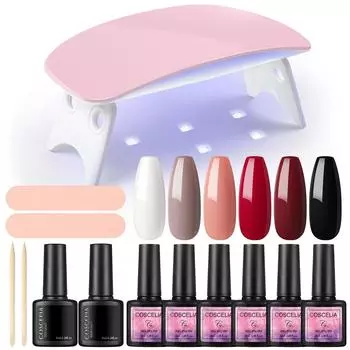 COSCELIA Маникюрный набор Набор гель-лаков для ногтей и УФ-светодиодная сушилка для ногтей Лампа для сушки ногтей Верхнее покрытие Инструменты для дизайна ногтей для дизайна ногтей DIY Наборы