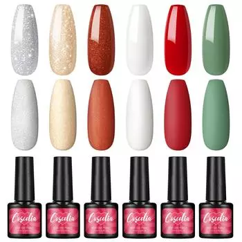 COSCELIA Набор гель-лаков для ногтей из 6 цветов Белый Зеленый Набор гель-лаков для салона Гель-лак для украшения ногтей Маникюр и дизайн ногтей «Сделай сам» дома Подарок для женщин