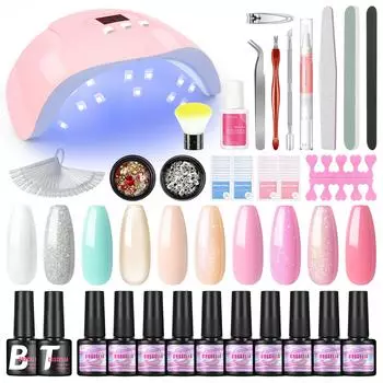 Coscelia Nail Gel Polish set 36W U V LED Lamp with Top and Base Coat Nail Glue Long Lasting Nail Gel Lacquer Soak Off Nail Gel Kit Nail Art Tool Set