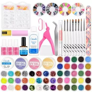 COSCELIA Полигель для наращивания ногтей, УФ-гель для наращивания ногтей, накладные кончики ногтей, инструменты для французского дизайна ногтей, набор акриловых пудр для украшения ногтей