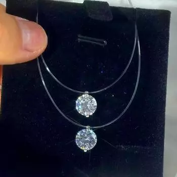 COSFIX 925 стерлингового серебра 1 карат D VVS1 бриллиант с GRA муассанит леска кулон ожерелье для женщин сверкающие ювелирные украшения 0.5ct-5mm