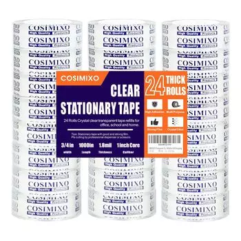 COSIMIXO Диспенсер 24 рулона Кристально прозрачный x x Массовый Прозрачный Канцелярский скотч для дома и рукоделия для упаковки подарков Заправки, Скотч, 3/4