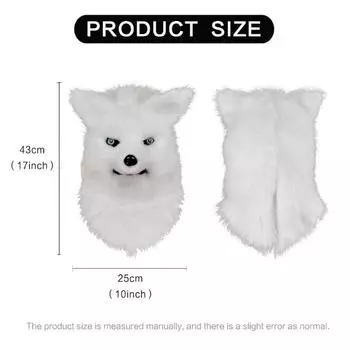 Cosmask подвижный рот голова лисы маска искусственный мех для костюмов на Хэллоуин вечерние белый