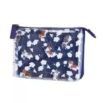 Cosmetic 2 3 Clear Cat Accessory Commuting to College High School Cute Cute Character Goods mofusand0007 Navy [Mofusand] Pouch, Pouch, Sorting, Rooms,