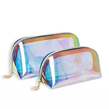 Cosmetic Bag Thickened Semicircle Laser TPU Cosmetic Bag Transparent Waterproof Colorful Shell Wash Storage Pen Bag Accessories S
