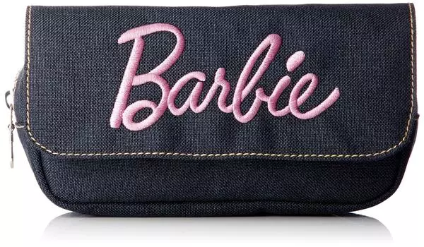 Cosmetic Cosmetic Travel Pencil Pencil Large Large Denim Flap Light Pink [Barbie] Pouch, Pouch, Pouch, Pouch, Stationery, Case, Case, Nylon, Capacity,