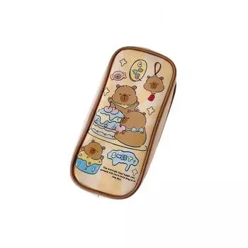 Cosmetics Card Pen Cartoon Capybara Stationery Bag Large Capacity Cartoon PVC Pencil Pouch Student коричневый