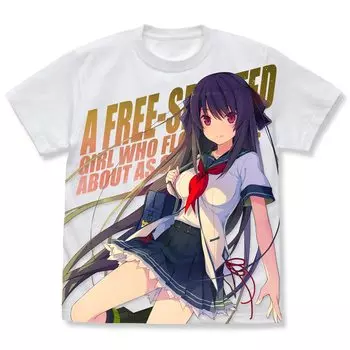 Cospa Ao no Kanata no Four Rhythm Misaki Tobisawa Full Graphic T-shirt WHITE M size Cotton