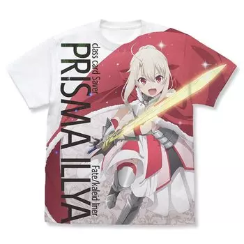 COSPA Fate kaleid liner PrismaIllya Licht Nameless Girl Original Illustration Illya Mugen Summon Saber Full Graphic T-shirt WHITE M size Cotton