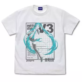 Cospa Hatsune Miku V3 Hatsune Miku V3 БЕЛЫЙ размер L [Официальная] футболка Ver.3.0