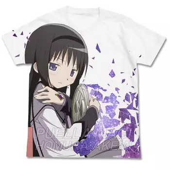 Cospa Puella Magi Madoka Magica Homura Akemi Белая футболка с графическим рисунком размера XL ver2.0