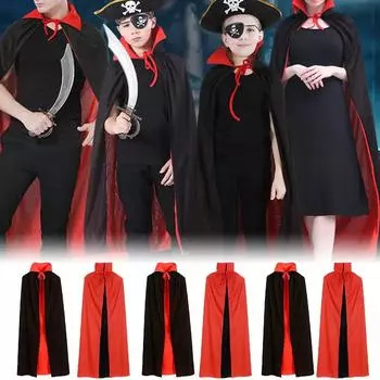 Cosplay Costume Halloween Adult Kids Stand Collar Cape Black Red Reversible Cap Vampire Cape Halloween Party Men Women Clothes