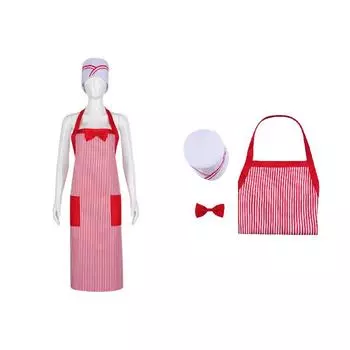 Cosplay Halloween Costume Set Chef Hat Striped Apron Role Play Themed Events