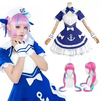 Cosplay Minato Aqua Cosplay Costume Minato Aqua Daitensha Aqua Minato Aqua Maid Costume Virtual YouTuber VTuber Hololive [NOKIJP] V-Tuber V-Tuber
