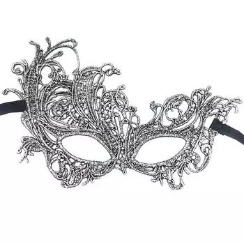 Cosplay Prom Props Costume Masquerade Party Supplies Dance Masks Venice Mask Lace Masquerade silver-A