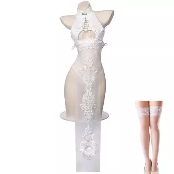 Косплей Сексуальное Ципао Китайское Платье Платье-Линжери Кожаный Стиль ПУ Куколка Китайский Стиль Прозрачный Бондаж Облегающее Эмаль ПВХ Королева Милый