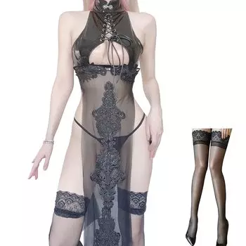 Cosplay Sexy China Dress Chinese Clothes Leather Style PU Bondage Bodycon Enamel PVC Queen Babydoll Underwear Erotic See Through Erotic Lingerie Cute