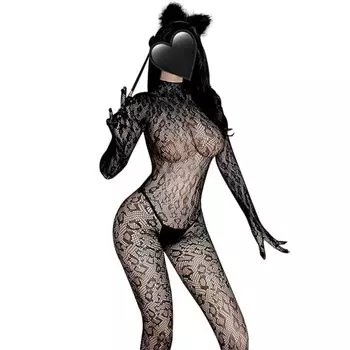 Cosplay Sexy Little Devil Cat Spotted Leopard Print Devil Lingerie Tiger Leopard Mesh Body Stockings Full Body Net Stockings Competition Leotard