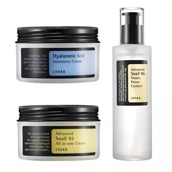 COSRX Advanced Snail 96 Mucin Power Essence 100 мл + Advanced Snail 92 All-In-One Cream 100 мл + Hyaluronic Acid Intensive Cream 100 мл 100ml + 100ml + 100ml