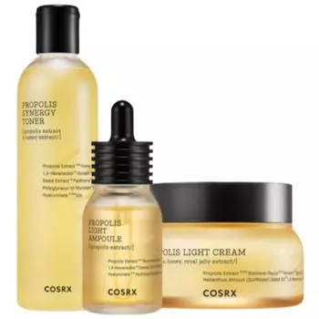 COSRX Full Fit Propolis Toner + Ample + Cream Honey Glow Skin 3 Types (280 мл тонера + ампель 30 мл + крем 65 мл), 1 комплект 1 Set
