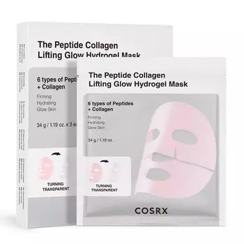 COSRX The Peptide Collagen Hydrogel Pack Маска-пак Пак 3 листа Эластичность Сияние Увлажнение Лифтинг Коллагеновая маска Гелевая маска Протестировано на теле человека COSRX розовый