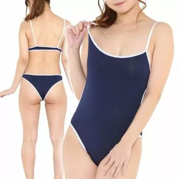 Costume Collection School Swimsuit Navy x White Line chu-U-chu (Open Back) (S-020)