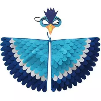 Costume Halloween Birds Wing W Mask Kids Children Fancy Animal Cosplay Outfit LightBlue