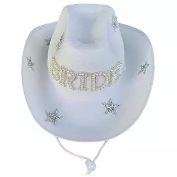 Costume Rhinestone for Cowgirl Portable Hat Adult Bridal White Women Hat