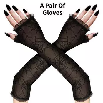 Costumes Long Halloween Gloves Spider Web Design Cosplay Decorations Party