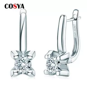 COSYA Ювелирные изделия из стерлингового серебра 925 пробы 0,5 карата 5 мм D VVS1 Роскошные современные бриллианты с GRA Муассанитом Женские серьги-капли Свадебная вечеринка