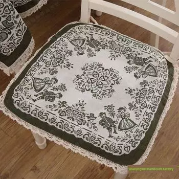Cotton and Linen Dining Chair Cushion European-Style Chair Cushion Thickened Old Coarse Cloth Non-Slip Cushion Office Chair Cushion Fabric Cushion Army Green 45*45cm (dining chair cushion)