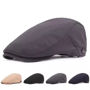 Cotton and Linen Duck Tongue Hat Men s Beret Fall and Winter Hat Literary Youth Forward Cap Ms. Simple Hat M56-58cm тёмно-синий