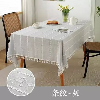 Cotton and Linen Dustproof Waterproof and Oil Proof Dining Table Mat Rectangular Coffee Table Towel Dining Table Cloth 140x140cm